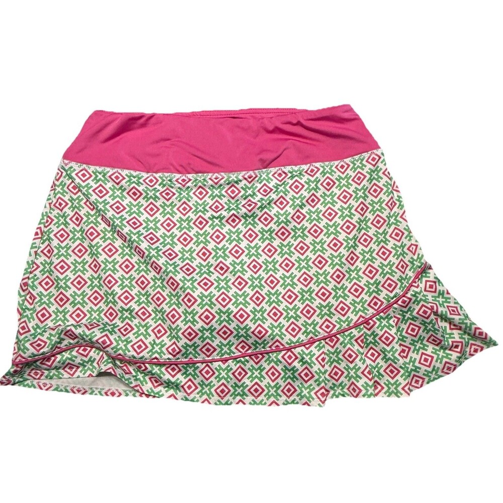 Birdies and Bows Womens Tennis Pickleball Golf Skort/Skirt Sz Medium Pink Green
